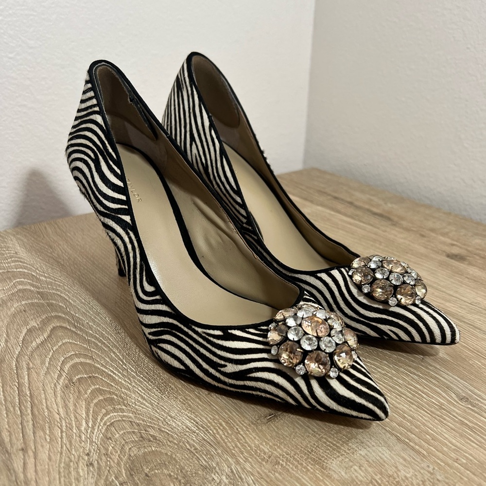 Ann Taylor Woman's Haircalf Stone Heeled Pump